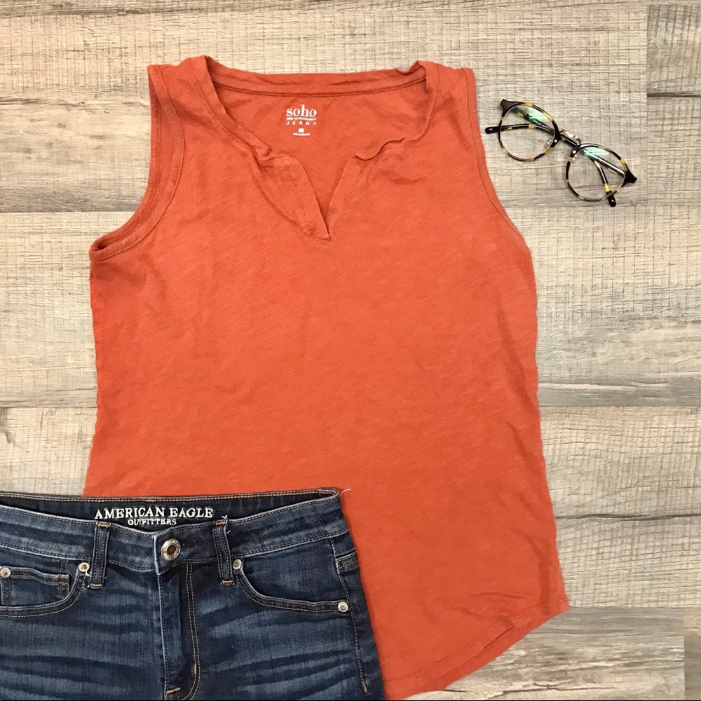 CLOSING SALE 🚨 NY&COMPANY Orange Soho V Neck Basic Tank Top